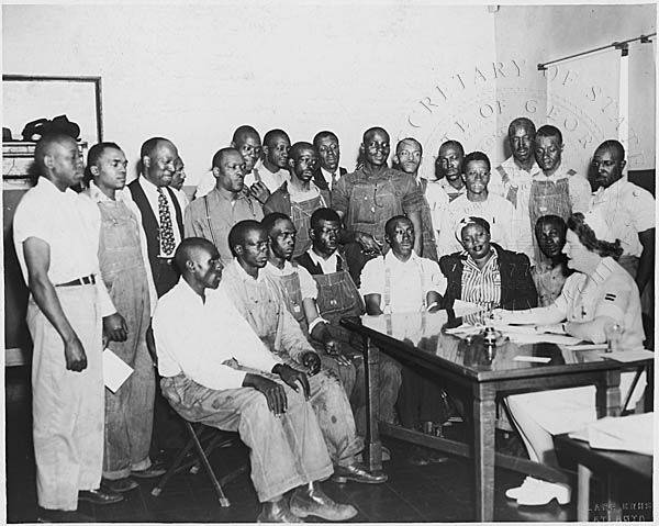 Image shows a group of people after donating blood through the Red Cross
(Image courtesy of the Lamar Q. Ball Collection, Georgia Archive)